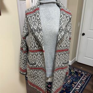 Aspen Wool Blend Fair Isle Nordic Cardigan Sweater.
